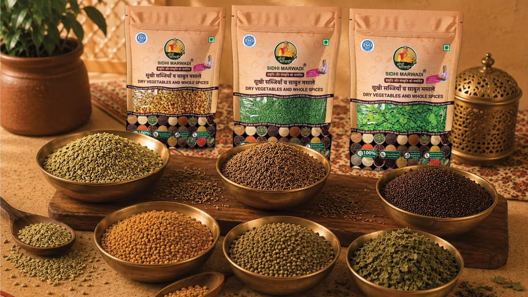 Sidhi Marwadi whole spices and seeds collection with jeera rai saunf and methi for Indian cooking