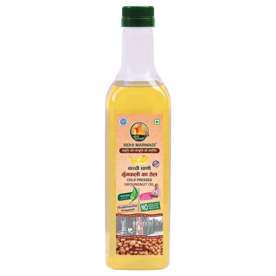Sidhi Marwadi cold pressed groundnut oil 500ml front bottle